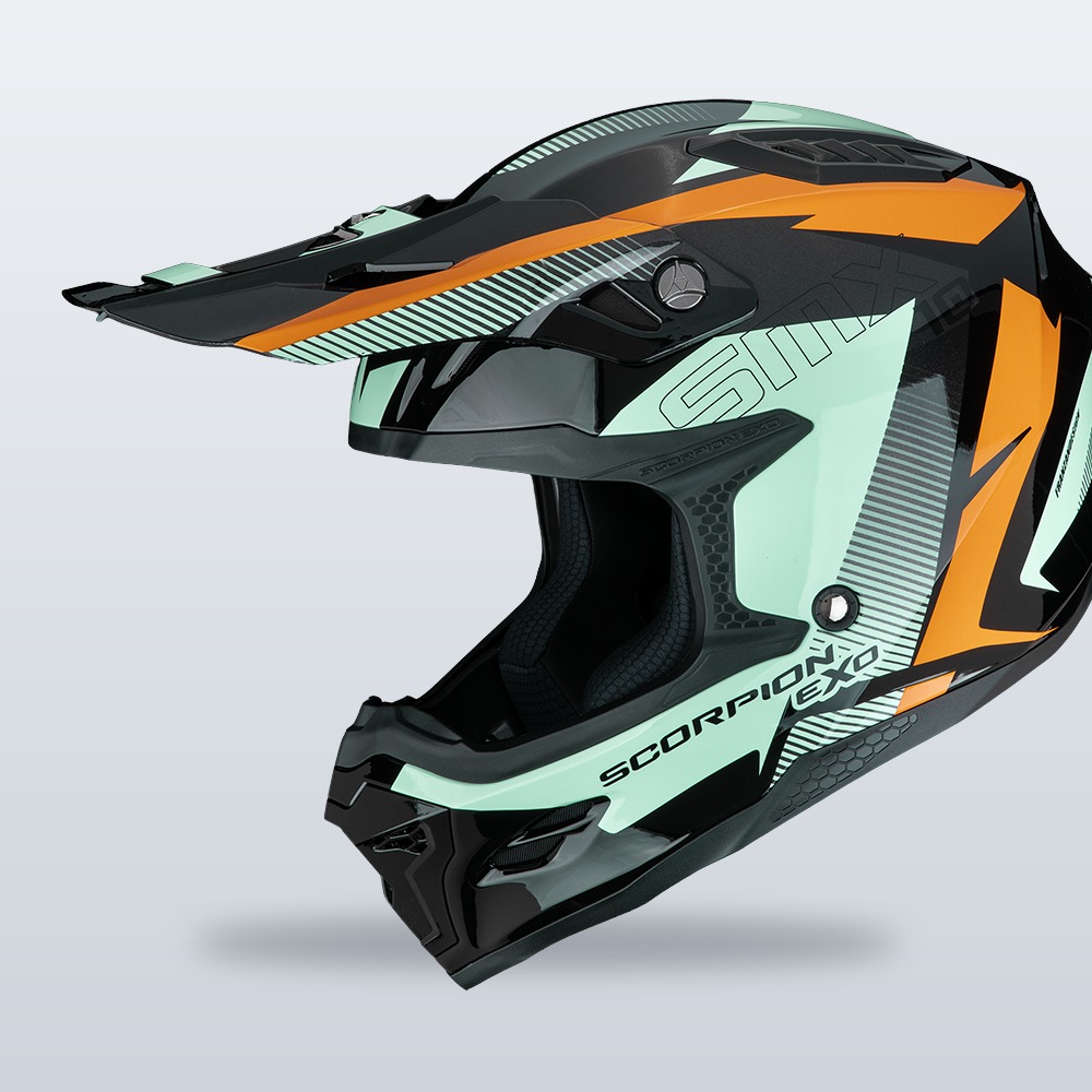 Casque Scorpion SMX-10 Speed noir, orange et vert clair